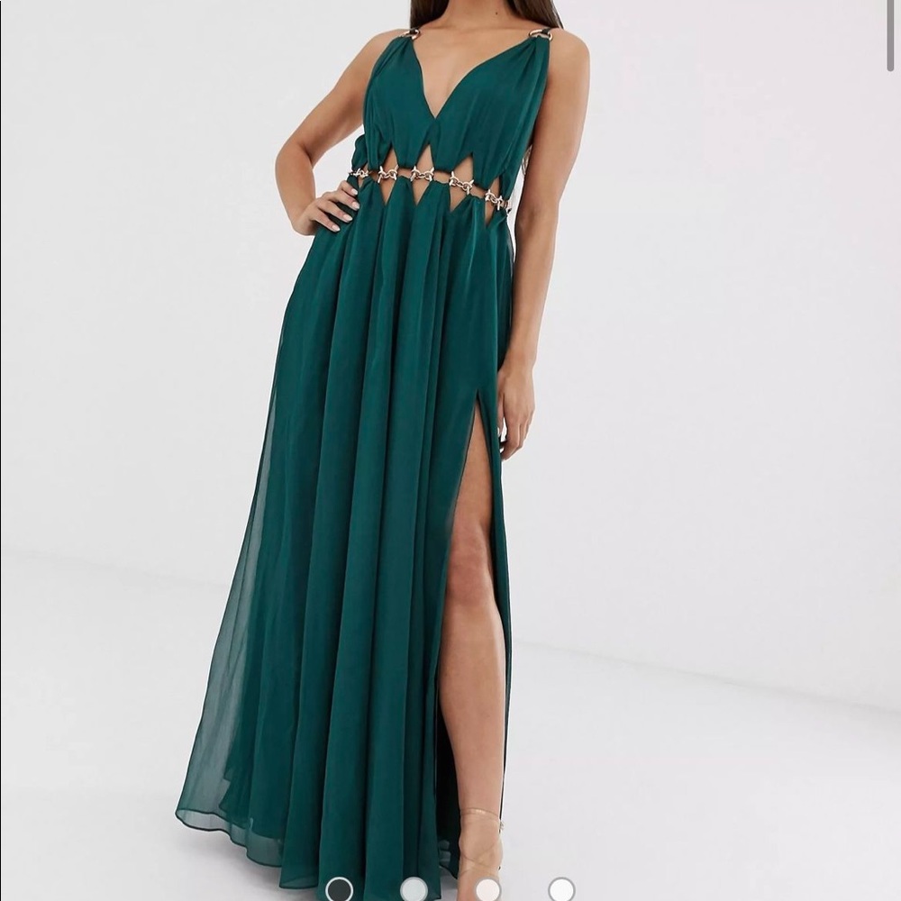 Maxi dress with metal waist detail